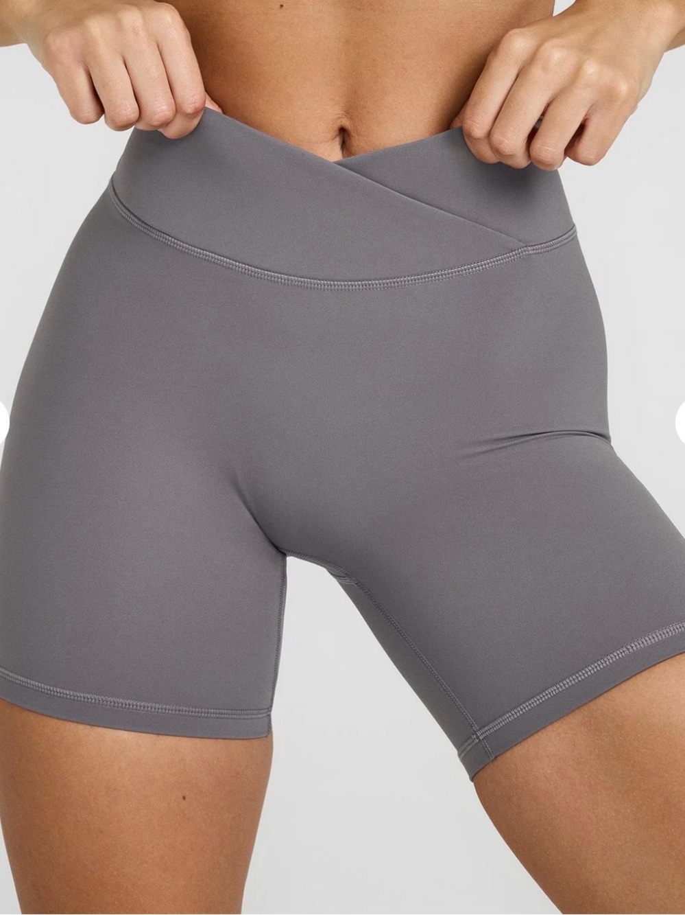 Oner Active Gray High-Waist V-Front Athletic Bike Shorts